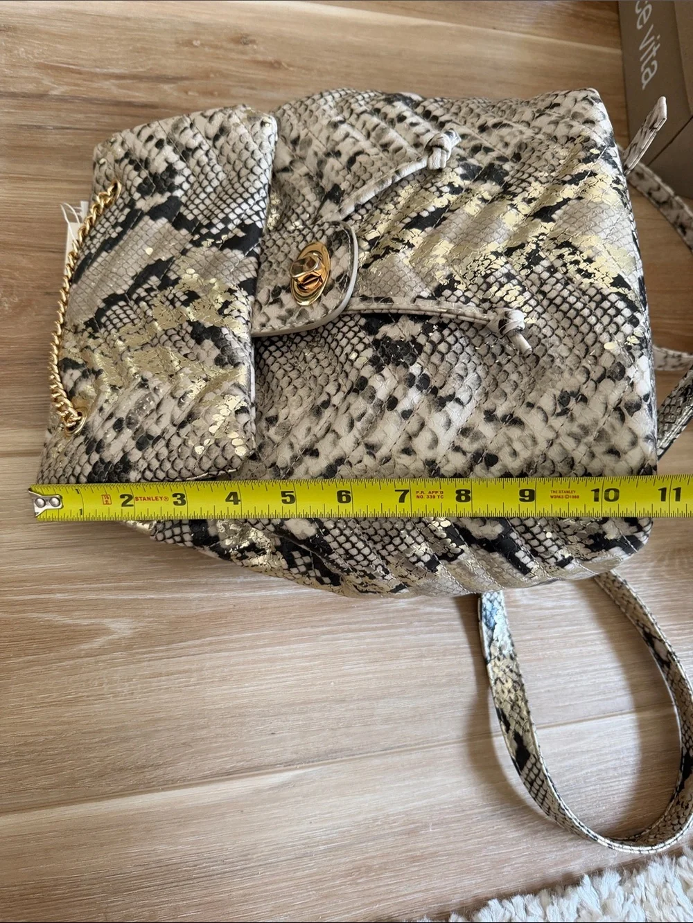Caroline Hill Snake-Print Gold Fleck Women's Backpack Bag